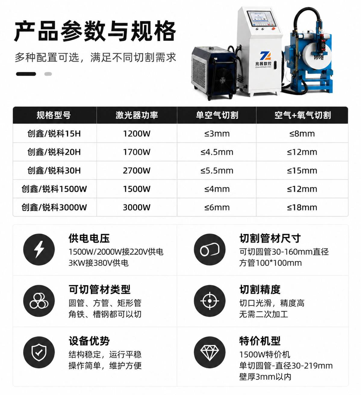 小型方圆管激光切割机_全自动光纤激光切管机_小管径管材切割设备厂家 - 苏州兆展数控